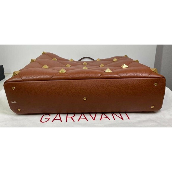NEW NWT VALENTINO GARAVANI LARGE ROMAN STUD TAN LEATHER TOTE BAG PURSE - Picture 8 of 10